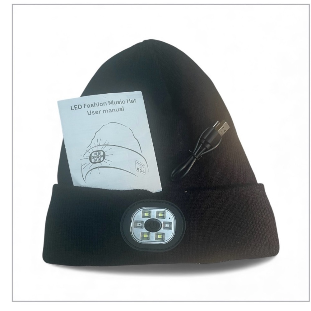 Black LED Music Beanie Hat